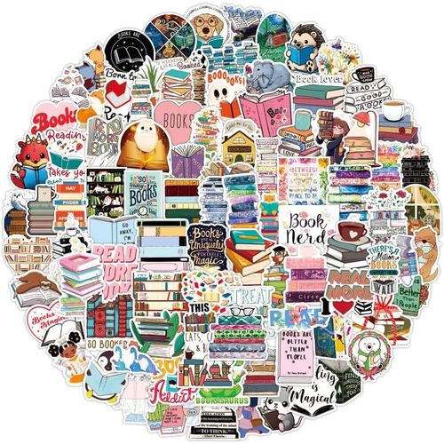 Ershi-Lot De 100 Autocollants De Lecture Esthétiques En Vinyle Imperméable Pour Scrapbooking, Ordinateur Portable, Téléphone, Bout[4