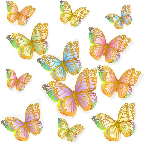 ERSHI-18 groupes Décorations Murales Papillon en Couches 3D Autocollants Papillon Stickers Muraux Creux Artisanats Art Murals Bric[3
