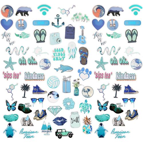ERSHI-Autocollant Skateboard Stickers Aesthetic Kawaii, 50PCS Stickers Aesthetic en Vinyle Imperméable pour Ordinateur Portable, V[2