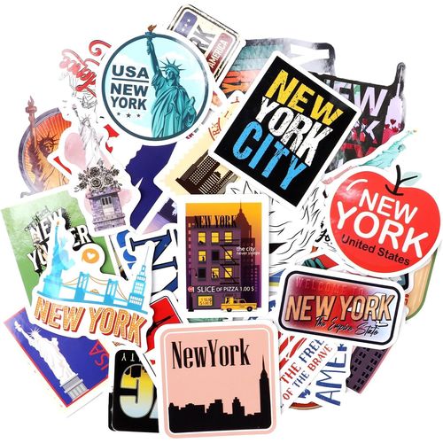 ERSHI-Lot de 50 autocollants de voyage de l'État de New York sur le thème des États-Unis - Autocollants imperméables pour scrapboo[2