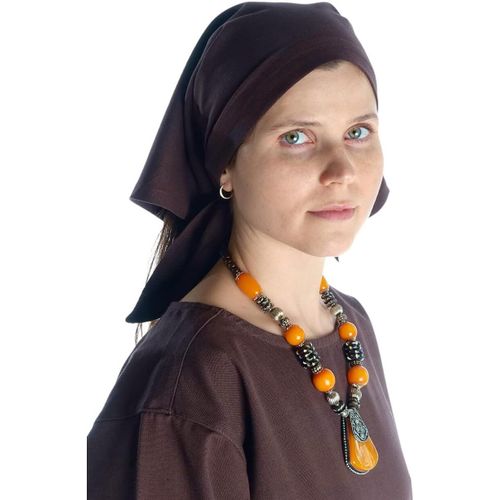 Ershi-Foulard Médiéval Laudamie En Coton Blanc, Beige, Noir, Rouge, Marron, Vert, Bleu[2011]