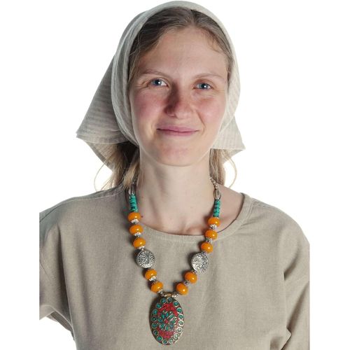 Ershi-Foulard Médiéval Laudamie En Coton Blanc, Beige, Noir, Rouge, Marron, Vert, Bleu[2010]