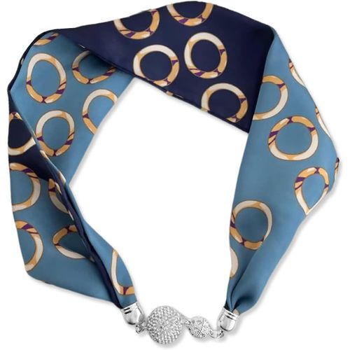 Ershi-Femme Mode Foulards En Soie Collier Boucle Magnétique Pratique Avec Strass Bling Petit Étroit Foulard Décoratif Bijoux Pende[1