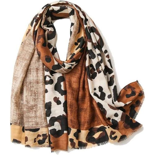 Ershi-Écharpe Foulard Femme Imprimé Léopard Léger Pour Toute L'année[2222]