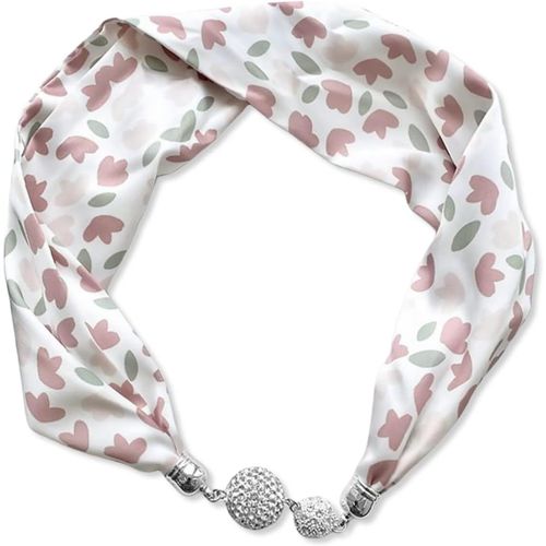 Ershi-Femme Mode Foulards En Soie Collier Boucle Magnétique Pratique Avec Strass Bling Petit Étroit Foulard Décoratif Bijoux Pende[1