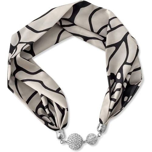Ershi-Femme Mode Foulards En Soie Collier Boucle Magnétique Pratique Avec Strass Bling Petit Étroit Foulard Décoratif Bijoux Pende[1