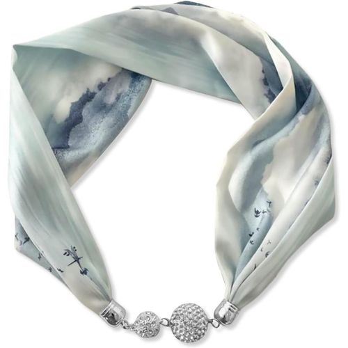 Ershi-Femme Mode Foulards En Soie Collier Boucle Magnétique Pratique Avec Strass Bling Petit Étroit Foulard Décoratif Bijoux Pende[1