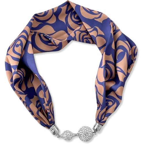 Ershi-Femme Mode Foulards En Soie Collier Boucle Magnétique Pratique Avec Strass Bling Petit Étroit Foulard Décoratif Bijoux Pende[1