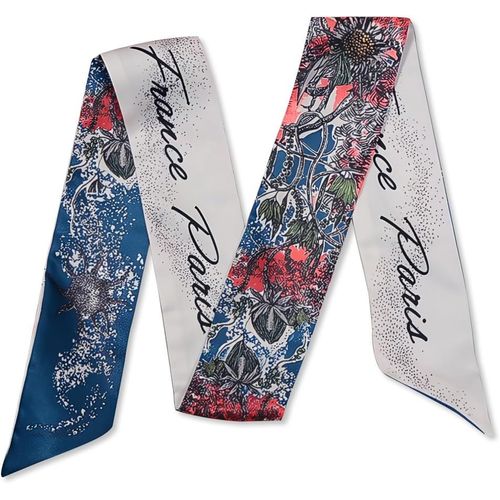 Ershi-Foulard En Soie Étroit Femme Filles Écharpe Maigre Longue Imprimé Fleur Motif Lettre Style Artistique Romantique Foulard En [1