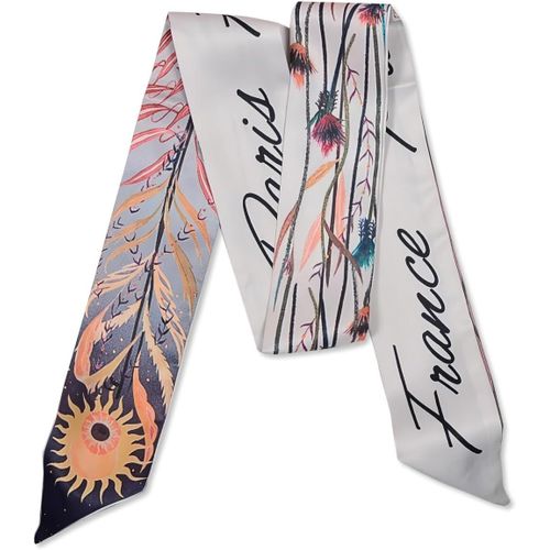 Ershi-Foulard En Soie Étroit Femme Filles Écharpe Maigre Longue Imprimé Fleur Motif Lettre Style Artistique Romantique Foulard En [1