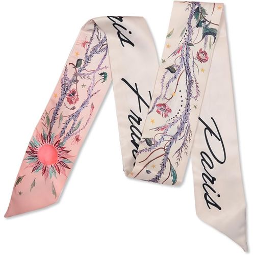 Ershi-Foulard En Soie Étroit Femme Filles Écharpe Maigre Longue Imprimé Fleur Motif Lettre Style Artistique Romantique Foulard En [1