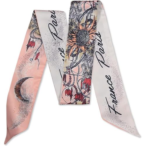 Ershi-Foulard En Soie Étroit Femme Filles Écharpe Maigre Longue Imprimé Fleur Motif Lettre Style Artistique Romantique Foulard En [1