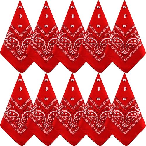 Ershi-Lot De 10 Bandanas Cachemire Assortis En Polyester - Foulard Carré[50]