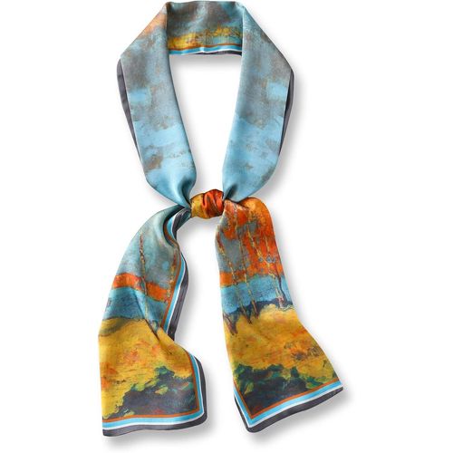 Ershi-Femme Foulard En Soie Écharpe Maigre Imprimé À Pois Motif Paisley Style Rétro Classique Foulard En Satin Étroit Et Longue Fi[1