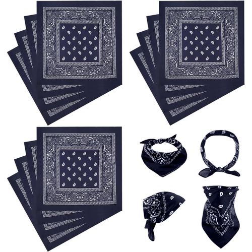Ershi-12 Pack Bandana Homme Femme Bandana Paisley, Foulard Paisley Multifonctionnel Pour Accessoire De Mode Rocker Cowboy, Doux Et[2