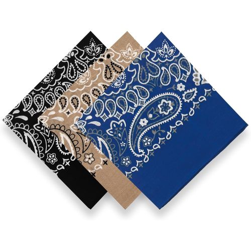 Ershi-3 Pack 100% Cotton Bandana For Women Men Gift Packaging - Cowgirl Cowboy Accessories Scarf Headband Neckerchief - Large Pais[4