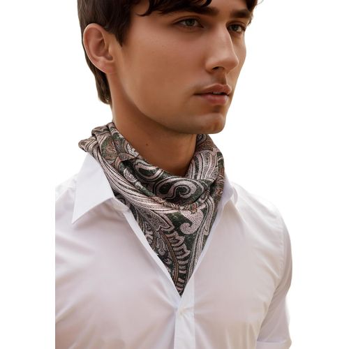 Ershi-Écharpe Foulard En Soie Roulée À La Main Femmes Hommes Unisexe Pure Soie Bandana Été[1094]