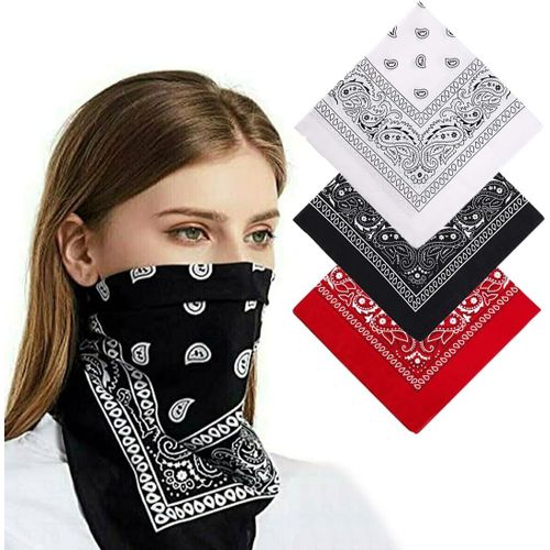 Ershi-Lot De 3 Bandanas Cachemire, En Coton Rétro Multicolore, Motif Carré De Pour Homme Et Femme. Accessoire Multifonctionnel.[289]