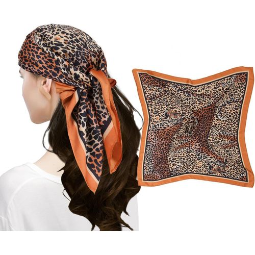 Ershi-Femme Bandana Écharpe Square Carré 90 X 90 Cm Satin De Soie Multifonction Floral Impression Foulard[590]