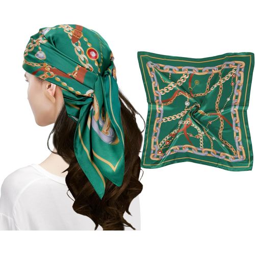 Ershi-Femme Bandana Écharpe Square Carré 90 X 90 Cm Satin De Soie Multifonction Floral Impression Foulard[586]