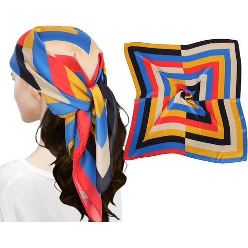 Ershi-Femme Bandana Écharpe Square Carré 90 X 90 Cm Satin De Soie Multifonction Floral Impression Foulard[578]