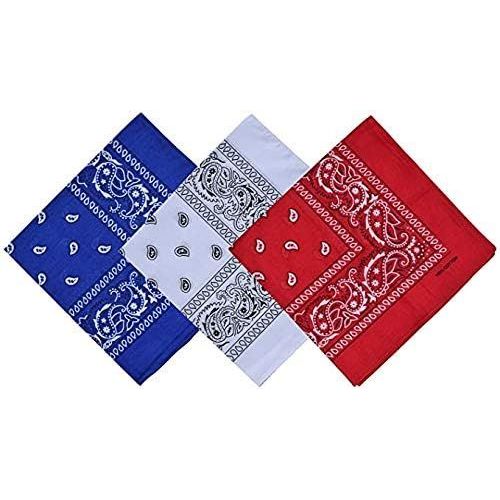 Ershi-Lot De 3 Foulards Bandanas En Coton 55 X 55 Cm Pour Cou Ou Tête Multiples Unisexe[312]