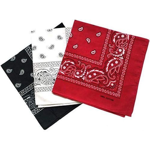 Ershi-Lot De 3 Foulards Bandanas En Coton 55 X 55 Cm Pour Cou Ou Tête Multiples Unisexe[313]