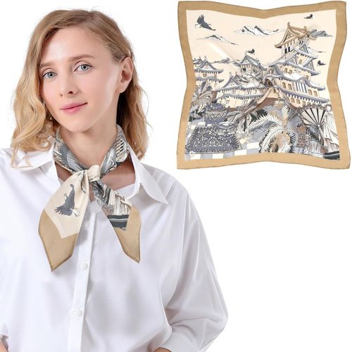 Ershi-Foulard Femme 100% Soie De Mûrier Écharpe En Soie 68x68 Cm Bandana Pour Adulte[836]