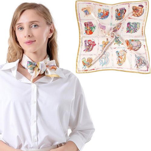 Ershi-Foulard Femme 100% Soie De Mûrier Écharpe En Soie 68x68 Cm Bandana Pour Adulte[837]