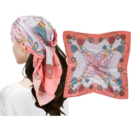 Ershi-Femme Bandana Écharpe Square Carré 90 X 90 Cm Satin De Soie Multifonction Floral Impression Foulard[582]