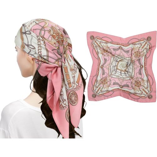 Ershi-Femme Bandana Écharpe Square Carré 90 X 90 Cm Satin De Soie Multifonction Floral Impression Foulard[584]