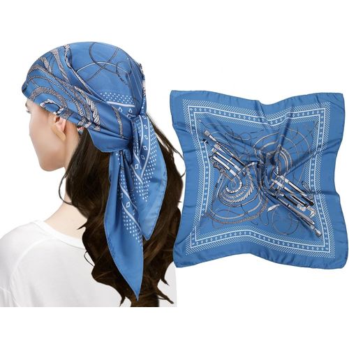 Ershi-Femme Bandana Écharpe Square Carré 90 X 90 Cm Satin De Soie Multifonction Floral Impression Foulard[597]