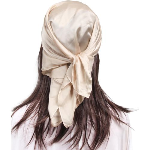 Ershi-Femme Bandana Écharpe Square Carré 90 X 90 Cm Satin De Soie Multifonction Floral Impression Foulard[598]