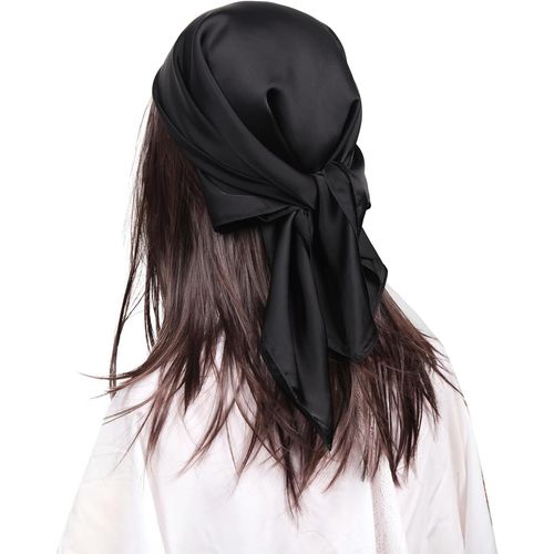 Ershi-Femme Bandana Écharpe Square Carré 90 X 90 Cm Satin De Soie Multifonction Floral Impression Foulard[611]
