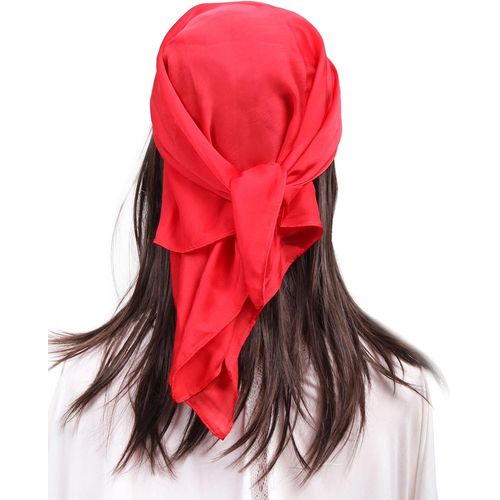 Ershi-Femme Bandana Écharpe Square Carré 90 X 90 Cm Satin De Soie Multifonction Floral Impression Foulard[604]
