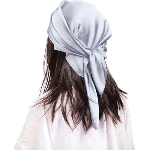 Ershi-Femme Bandana Écharpe Square Carré 90 X 90 Cm Satin De Soie Multifonction Floral Impression Foulard[612]