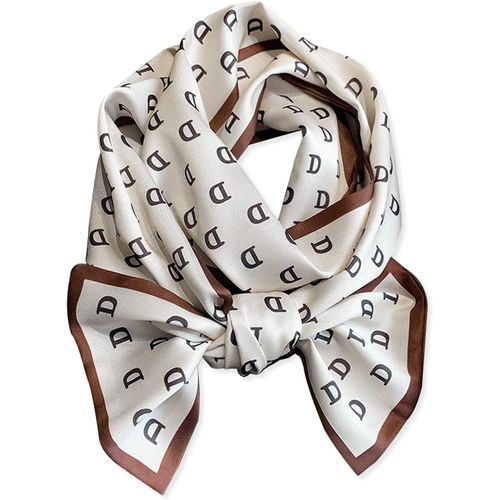 Ershi-Femme Foulard En Soie Écharpe Maigre Damier Imprimé À Carreaux Motif Lettre Style Rétro Classique Légère Étroit Fichu Longue[1