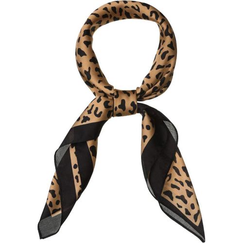 Ershi-Écharpe Carrée Soie Imprimé Léopard, 70cm, Foulard Foulard Bandana[1208]