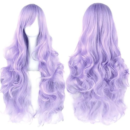 Ershi-32"" 80 Cm Violet Brillant Cosplay Bouclé Perruque Femme, Longue Ondulée Synthétique Cheveux Cosplay Wig Anime Parti Hallowee[1