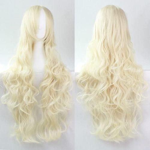 Ershi-32"" 80 Cm Blond Cosplay Bouclé Perruque Femme, Longue Ondulée Synthétique Cheveux Cosplay Wig Anime Parti Halloween Perruque[1