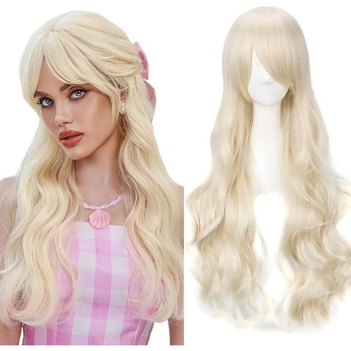 Ershi-32"" 80 Cm Blond Cosplay Bouclé Perruque Femme, Longue Ondulée Synthétique Cheveux Cosplay Wig Anime Parti Halloween Perruque[1