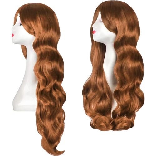 Ershi-32"" 80 Cm Marron Cosplay Bouclé Perruque Femme, Longue Ondulée Synthétique Cheveux Cosplay Wig Anime Parti Halloween Perruqu[1