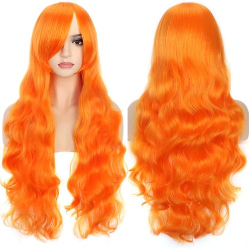 Ershi-32"" 80 Cm Orange Citron Cosplay Bouclé Perruque Femme, Longue Ondulée Synthétique Cheveux Cosplay Wig Anime Parti Halloween [1
