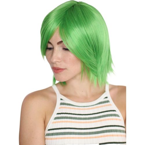 Ershi-Vert Fluorescent Perruque Courte Mi-Longue Avec Frange Dégradé Femme Homme Cosplaz Wig C1244[1220]