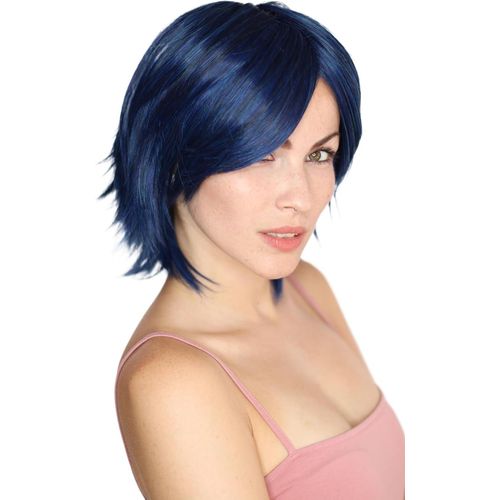Ershi-Bleu-Noir Perruque Courte De Longueur Moyenne Avec Frange Femmes & Hommes Naturelle Wig C1251[1216]