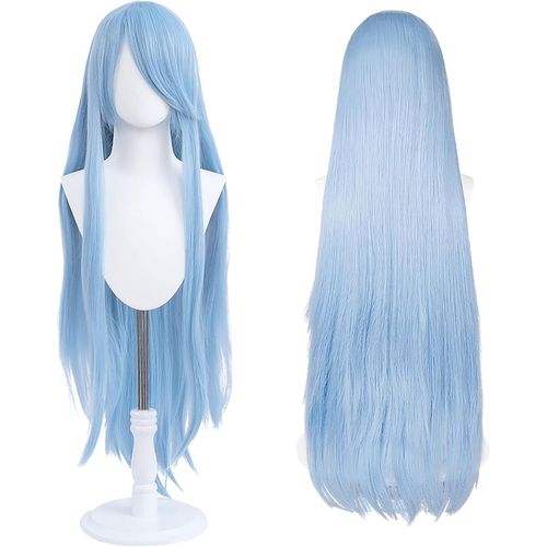 Ershi-Perruque Longue 100 Cm, Cosplay Anime Universel, Parfaite Pour Fêtes, Usage Quotidien, Festivals, Halloween (Bleu Ciel)[512]