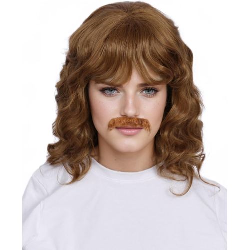Ershi-Costume De Fête À Thème Des Années 80 Et 90 Accessoires De Tenue Pour Hommes Bouclés Avec Boucles De Barbe Coiffure Perruque[1
