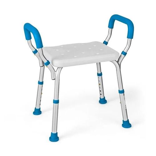 Costway Tabouret De Douche - Accoudoirs Amovibles Et Pieds Antidérapants, Hauteur 36-49 Cm, Pour Personnes Agées, Handicapées Bleu 