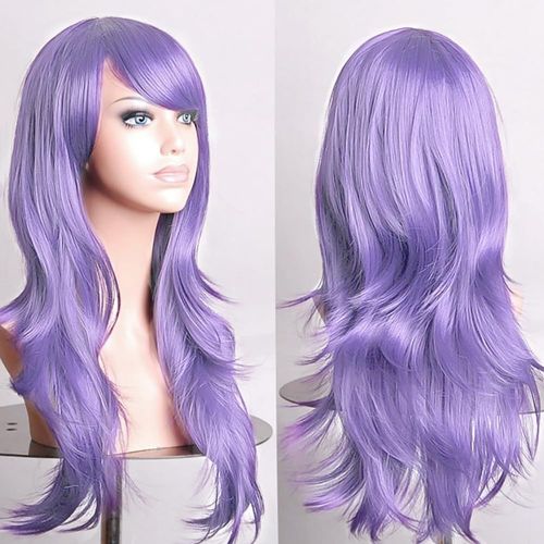 Ershi-28"" 70 Cm Lavande Violet Cosplay Bouclé Perruque Femme, Longue Ondulée Synthétique Cheveux Cosplay Wig Anime Parti Halloween[7