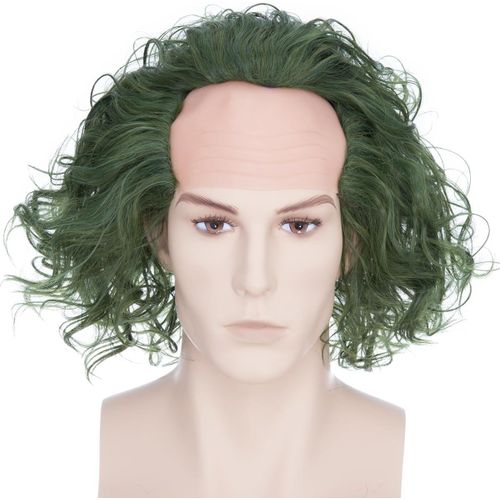 Ershi-Perruque Synthétique Courte Chauve Pour Homme - Vert Foncé - Moelleuse - Maïs Bouclée - Costume D'halloween - Unisexe[741]